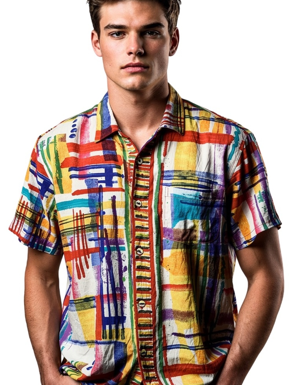 NWOT Vintage Jams World Mens Size Medium Traffic Print Shirt
